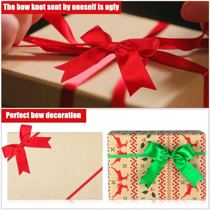Zeyune 60 Pcs Christmas Elastic Bows 4 Inch Assorted Premade Craft Bows Soft Stretch Loops with Ribbon Knots for Christmas Gift Wrapping Party Boxes Decoration Holiday Supplies Crafts(Classic Style) - style: Classic Style