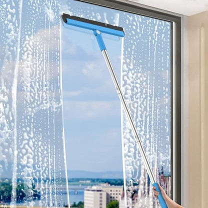 KOLLIEE Floor Squeegee Adjustable 59'' Long Handle Professional Floor Squeegee with Hook Water Squeegee Foam Blade for Concrete Floor Tile Pet Hair Floor Wiper - size: Blue Floor Squeegee