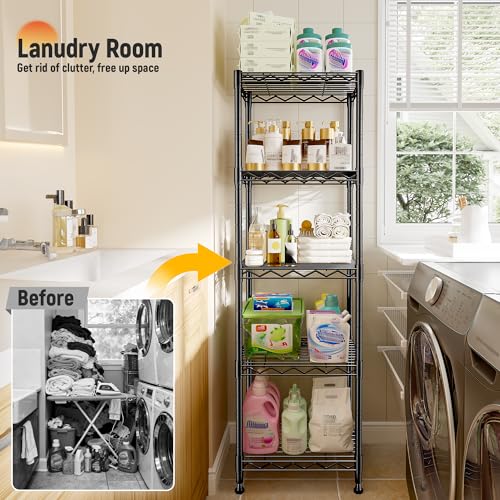 DurayLoly 15.8"W 5-Tier Narrow Wire Shelving, Adjustable shelf, for Kitchen - size: 15.8"W x 11.8"D x 53"H