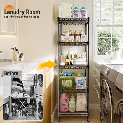 DurayLoly 15.8"W 5-Tier Narrow Wire Shelving, Adjustable shelf, for Kitchen - size: 15.8"W x 11.8"D x 53"H