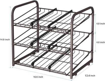 Can Rack Organizer,3 Tier Stackable Can Storage Dispenser,Bronze - color: Brown