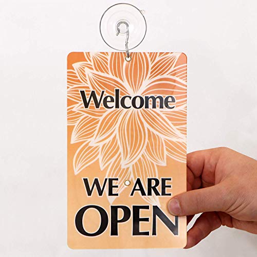 SmartSign “We Will Be Back - Welcome We are Open” Two-Sided Be Back Clock Sign | 7.75" x 4.75" Plastic - color: 4.75" x 7.75"