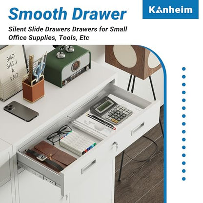 Metal Storage Cabinet, 36" Locking Cabinet with 1 Drawer & Shelves - color: White, size: 36"H×28"W×16"D-1Drawer