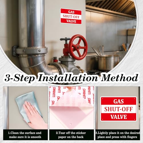 Gas Shut Off Valve Sign, 9.8X6.7IN Notice Gas Shut Off Warning Sticker - color: Gas Shut Off Valve 508