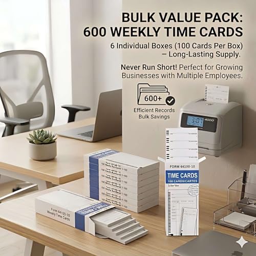 600 44100-10 Weekly Time Cards, Compatible with Pyramid 4000 & 5000 Series