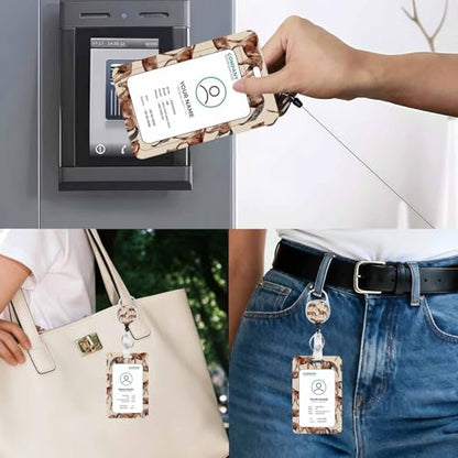 Vertical ID Badge Holder with Detachable Lanyard - Art Horse Herd - color: Art Horse Herd