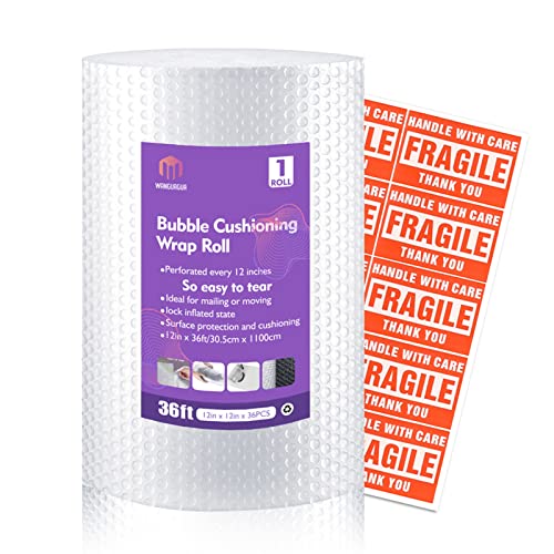 1 Roll 12" X 36' Perforated Nylon Bubble Packing Wrap for Moving Boxes Shipping Cushioning Supplies Wanguagua - size: 12in. x 36ft. / 1 Roll