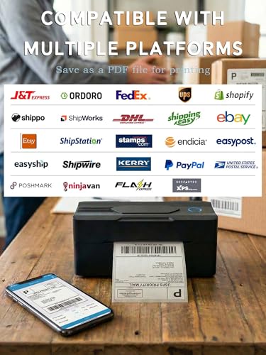 Forc Bluetooth Thermal Shipping Label Printer, 4x6, Black - color: Black