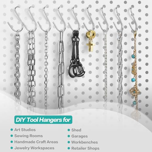 Small Pegboard J Hooks - 80pcs Metal Peg Board S Hangers for Tiny Holes - color: Silver