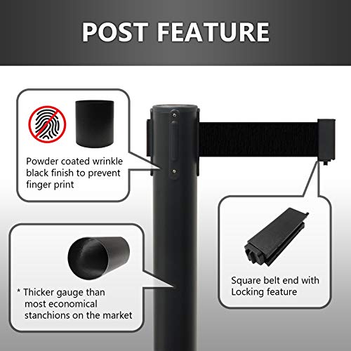 VIP Crowd Control Retractable Belt Stanchion Queue Safety Barrier Set, 36" Ht, 78" Red Belt (2 Posts) - color: 2 Posts Red Belt