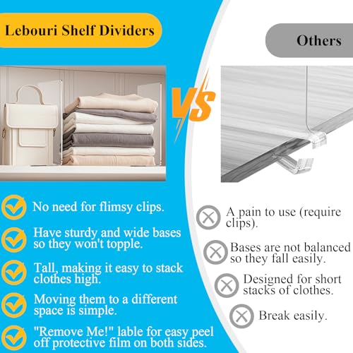Clear Acrylic Shelf Dividers Closet Organizers for Organization Enthusiasts - size: 12"Tall x 12"Deep