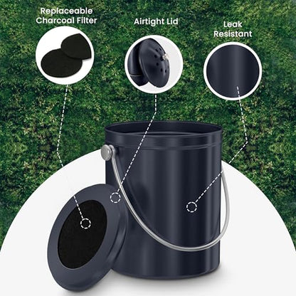 Utopia Kitchen Countertop Compost Bin 1.3 Gallon, Stainless Steel, Purple - color: Dark Purple, size: 1.3 Gallon (Pack of 1)