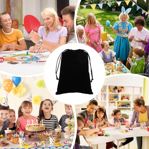 Tapleap 12Pcs Small Drawstring Gift Bags, 5x7” Black Velvet Pouch - color: Black, size: 5x7in