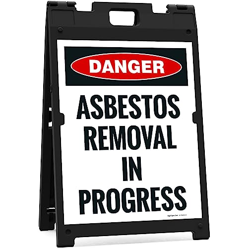 OSHA Danger Asbestos Removal in Progress Sidewalk Sign Kit, - size: 18x24 Inches, style: A-frame + 2 Panel Kit