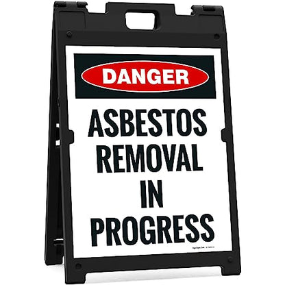 OSHA Danger Asbestos Removal in Progress Sidewalk Sign Kit, - size: 18x24 Inches, style: A-frame + 2 Panel Kit