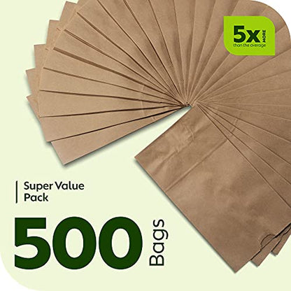 Paper Lunch Bags, Paper Grocery Bags, Durable Kraft Paper Bags, 4 Lb Capacity, Brown Pack of 500 Bags - color: Brown, size: 4 lb