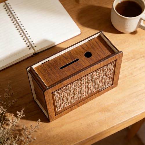 10000 Savings Challenge Box, Cashbox Kakeibo Money Saving Box, Money Vault Saving, Wood Money Box, Gadget Gift Decoration for Teens and Adults for Christmas, Easter, Valentines Day