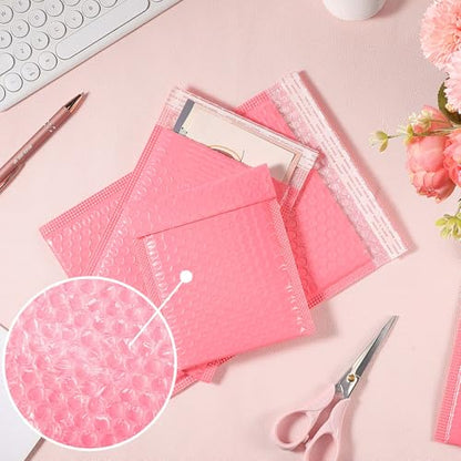 100 Pcs Kraft Bubble Mailers 3 Size Padded Envelopes, Pink - color: Pink