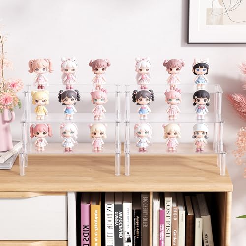 2 Packs Acrylic Display Stand Riser,3 Tier Perfume Organizer Cupcake Stand - color: Clear, size: 7.9x2.8 inch