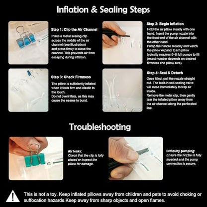 400 PACK Air Pillows for Shipping Supplies Box Filler Bubble Cushioning Alternative to Packing Peanuts for Size 4.72" x 7.87", with Air Pump, Fragile Stickers, Suitable for small transport - size: 4.72" x 7.87"