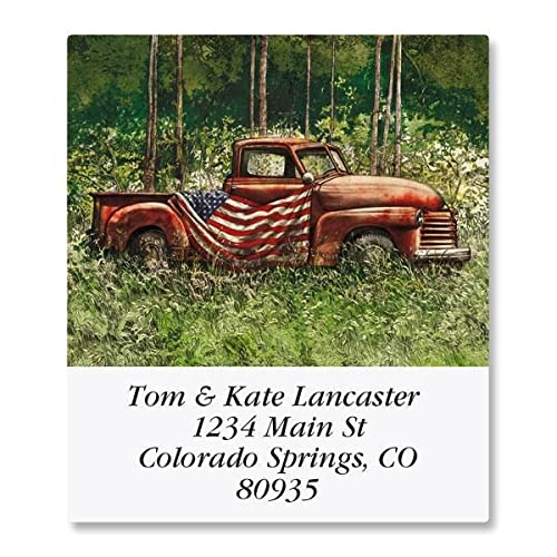 Colorful Images Patriotic Vintage Pride Return Address Mailing Labels, Personalized in The USA with Names & Addresses, Set of 144 Self Adhesive, Easy Peel Flat Label Sheets, 1½” x 1¾”, 1 Design - style: Pride-Square