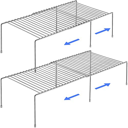 Tomorotec Spice Rack Cabinet Organizer, Expandable Steel, Kitchen, Silver - color: Silver-2 Pcs