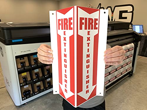 3D Fire Extinguisher Sign | 12 x 4 x 4 Inch Fire Projection Wall Sign | Pre-Drilled Mounting - size: 12"x 4"x 4"