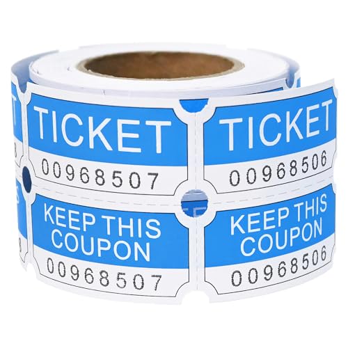 L Liked 250 Raffle Tickets Rolls, Blue (4 Color Selection),Double Roll,50/50 Raffle Tickets for Events, Entry, Class Reward - color: 250 Tickets-blue