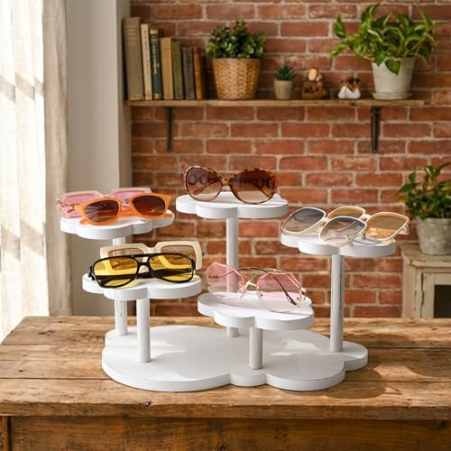MOOCA Cloud-Shaped Wooden Display Riser, 5-Tier Jewelry Showcase Stand - color: Antique White, 5 Tier