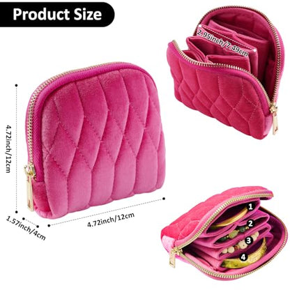 KALUYA shunmei Small Jewelry Travel Case, Diamond Quilted Velvet, Hot Pink - color: Hot Pink
