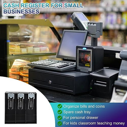 PATIKIL Money Tray Cash Register Drawer Insert Tray, Portable Currency Till Replacement Money Storage Box Organizer with Metal Clip, 3 Bill/3 Coin for Small Business Shop Supermarket Hotel