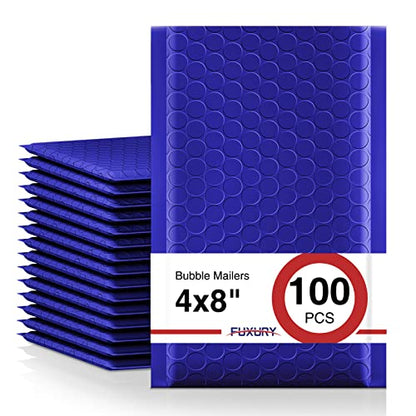 Fuxury 100 Pack 4x8" Bubble Mailers Royal Blue Shipping Padded Envelopes - color: Royal Blue, size: 4×8" 100PC