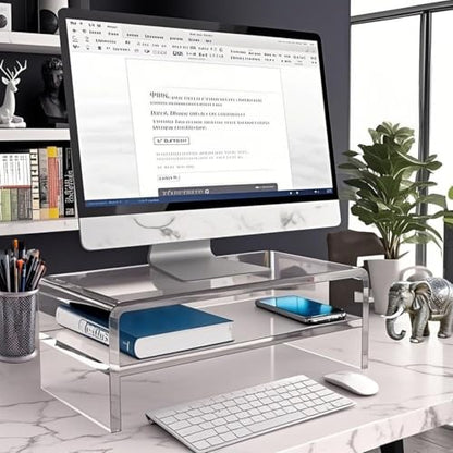 Acrylic Monitor Stand,2 Tier 20 inch Acrylic Computer Monitor Stand Riser
