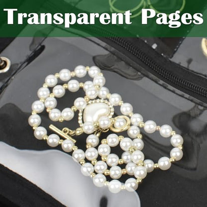 Travel Jewelry Organizer Case,Small Jewelry Bags Jewelry Storage Book Ring Binder with Clear Zipper Velvet Pouch for Traveling (Inner Pages,Black,3 PCS,Large) - color: Inner Pages,Black,3 PCS,Large