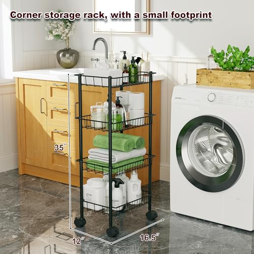 AWTATOS 4-Tier Rolling Cart, Storage Cart with Removable Baskets