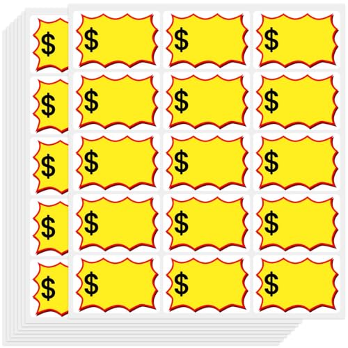 900 Pcs Removable Garage Sale Stickers, No-Residue Yard Sale Price Stickers with Space to Write, Rummage Sale Price Tag Stickers for Garage Sales Supplies, Flea Markets, Retail, Small Business - color: Yellow