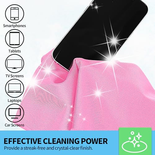 Microfiber Cleaning Cloth - 10 Pack Glasses Cleaning Cloth, 16" x 14" Window Cleaning Rags, Streak Free Lint Free Polishing Cloths Wipes for Eye Glass, Stainless Steel, Windshield, Pink - color: Pink, size: 16" x 14"