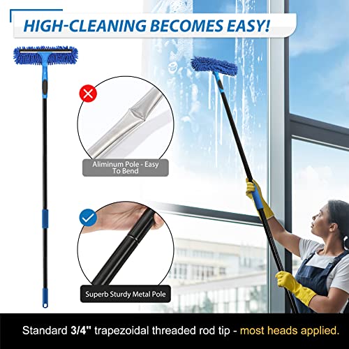 VITEVER Professional 69'' Window Squeegee Cleaner Tool with Extension Pole, 2-in-1 Squeegee for Window Cleaning Kit with Scrubber and Rotating Head, 1 Blade 2 Scrubber (Pack of 2) - size: 69 inches (Pack of 2)