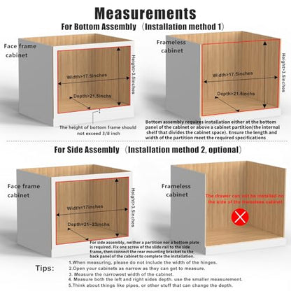 Mulush 16”W x 21”D x 3‘’H Soft Close Slide Out Wood Drawer Organizer for Kitchen, Finished, (Cabinet Opening>17.5 inches for Bottom Assembly, Opening= 17 inches for Side Assembly) - size: 16"W x 21"D