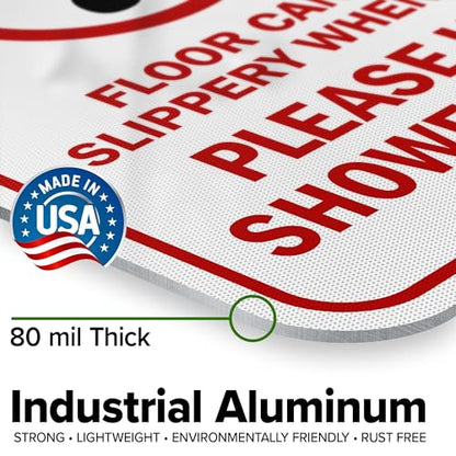 Attention Floor Can Be Slippery When Wet Sign, 12x18 Inches, 3M EGP Reflective .063 Aluminum, Fade Resistant, Made in USA by My Sign Center - size: 12x18 Reflective Aluminum