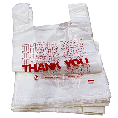 TashiBox 400Ct Plastic Bags with Handles, Thank You Bags - style: 400pcs