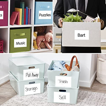150 Pcs Labels for Storage Bins, 6 X 4 Inch Removable Labels for Storage Bins, Tear Resistant No Residue Storage Bin Label, Matte White Blank Box Label for School, Home, Business - size: 150 labels / 75 Sheets(6" x 4")