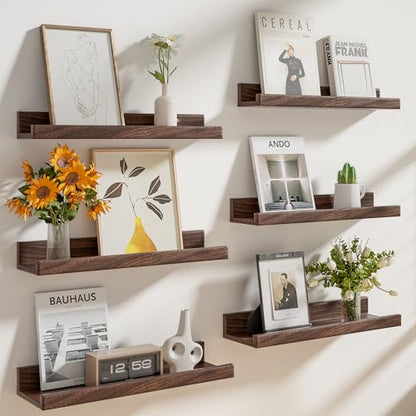 Heimlove 24 Inch Picture Ledge Set of 6 Walnut - color: Walnut, size: 24 inches set of 6