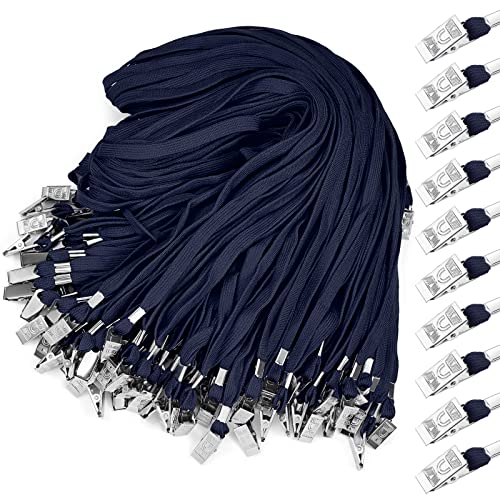 Marspark 200 Pcs Lanyards for ID Badges, Flat Swivel Hook,Navy Blue - color: Navy Blue