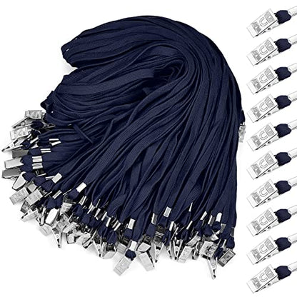 Marspark 200 Pcs Lanyards for ID Badges, Flat Swivel Hook,Navy Blue - color: Navy Blue