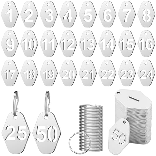 Yaocom 50 Pcs Hollowed Stainless Steel Number Tags,Diamond, 1-50 - style: Diamond, 1-50