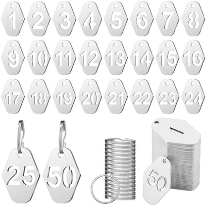 Yaocom 50 Pcs Hollowed Stainless Steel Number Tags,Diamond, 1-50 - style: Diamond, 1-50