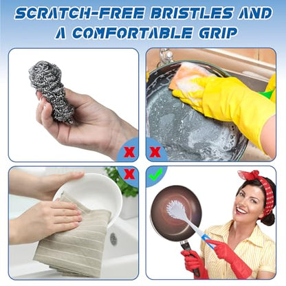 Hsei 6 Pcs Kitchen Scrub Dish Brush Bulk, Blue, Green - color: Blue and Green