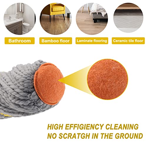 KeFanta Self-Wringing Twist Mop with 1 Extra Refill, 57 " Long Handle, Gray - color: Gray (1 Handle & 2 Mop Heads)