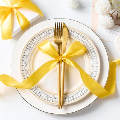 Yellow Satin Ribbon, 1 Inch, 50 Yards - color: yellow